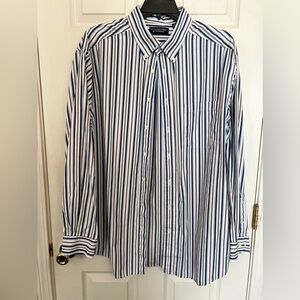 Roundtree & York men’s button down shirt red, white and blue stripes sz 2XT